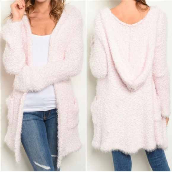 Sweaters - Pastel Pink Hooded Cardigan w/ pockets, S/M, NWOT